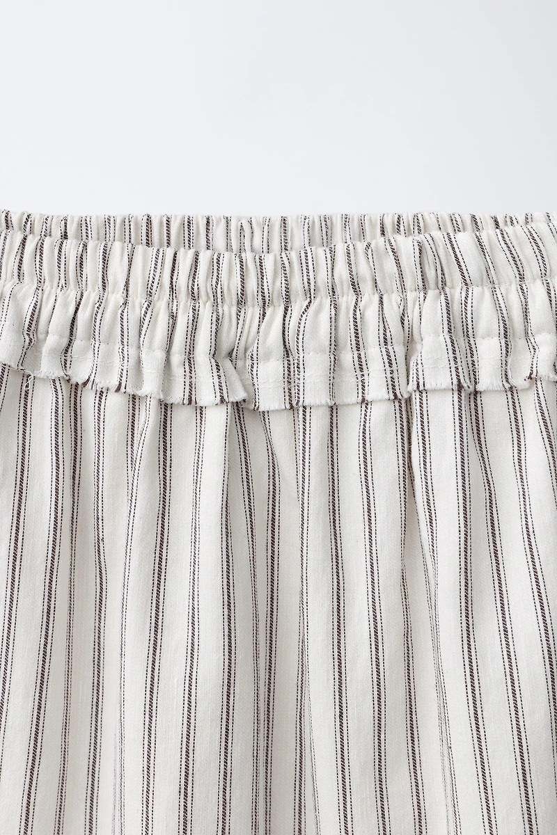 STRIPED TIERED MIDI SKIRT