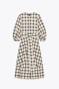 ZW COLLECTION PLAID SHIRT DRESS