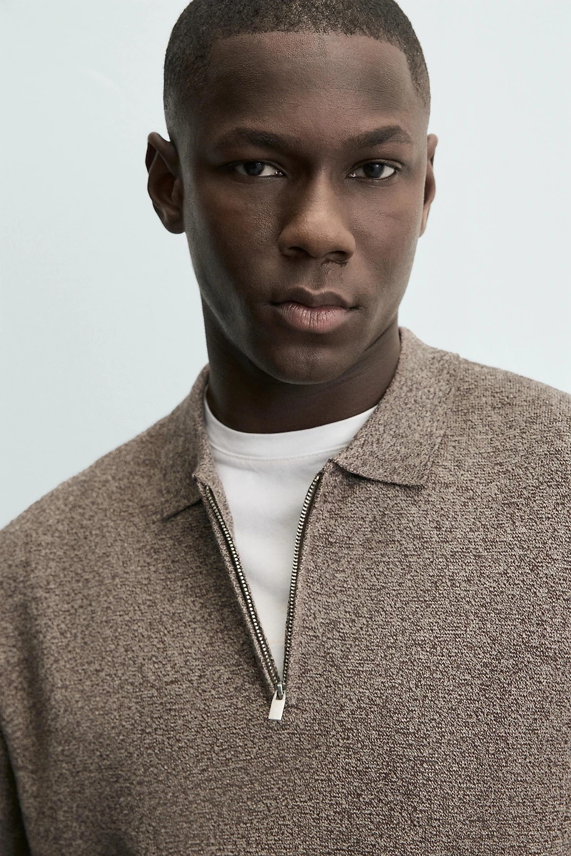 KNIT ZIP POLO SHIRT
