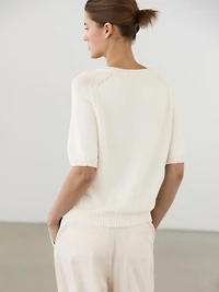 Short sleeve knit argyle sweater