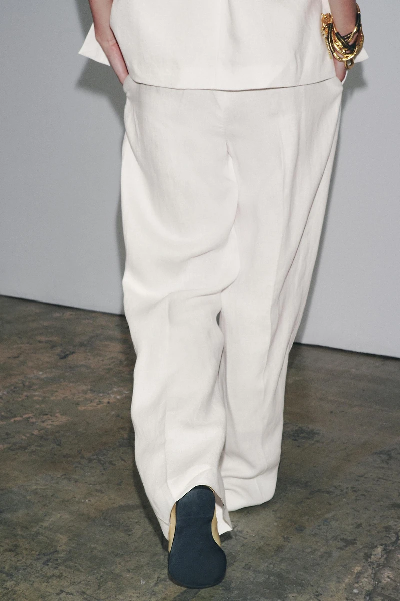 PLEATED LINEN BLEND PANTS ZW COLLECTION