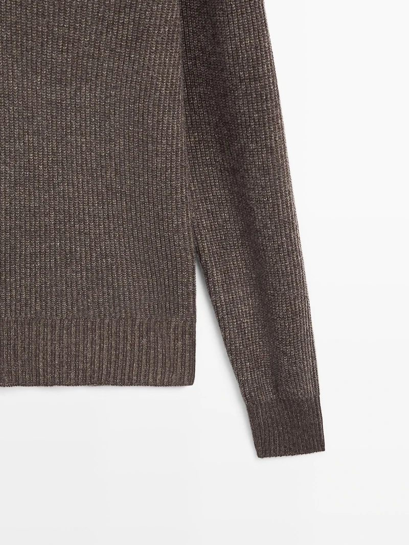 V-neck knit polo sweater