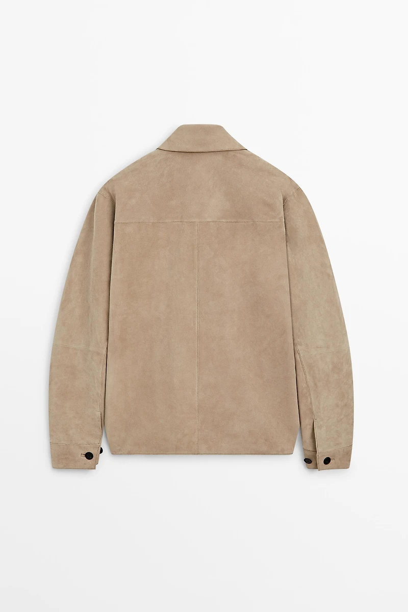 Suede leather overshirt