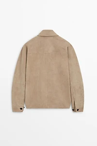 Suede leather overshirt