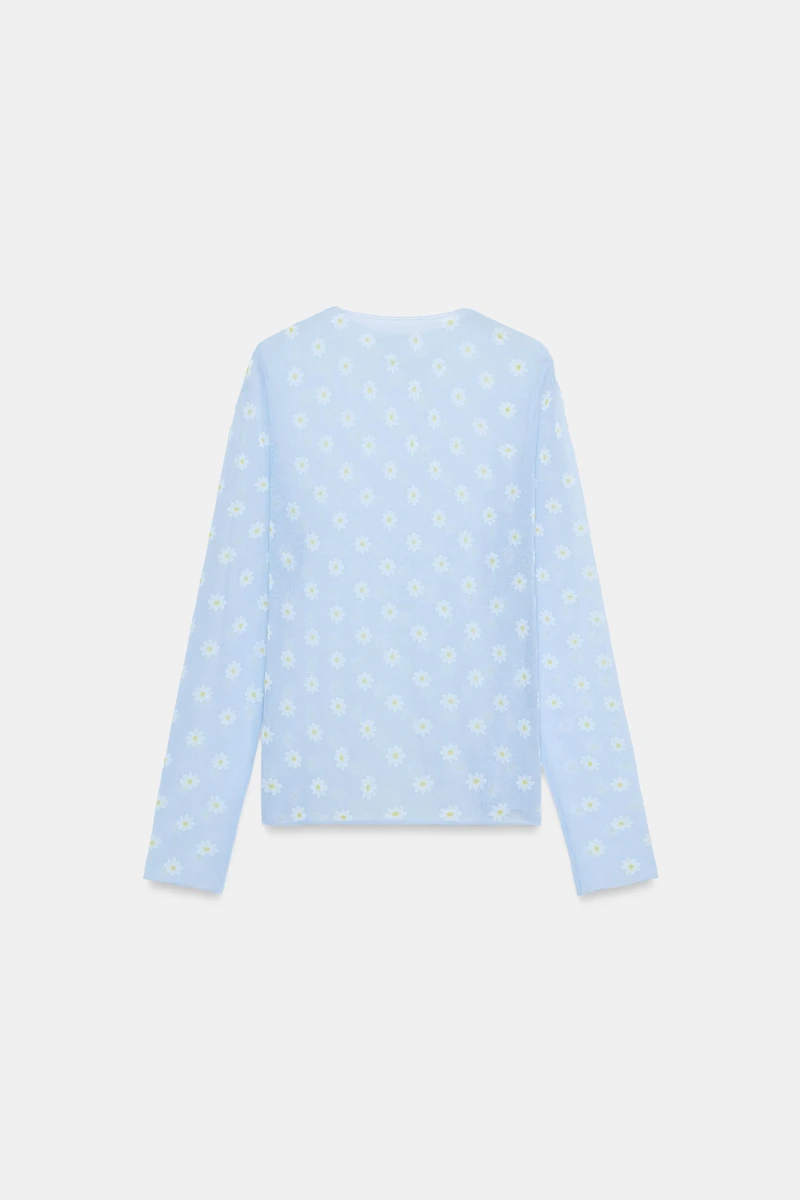 SHEER FLORAL KNIT TOP