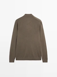 Merino wool knit polo sweater