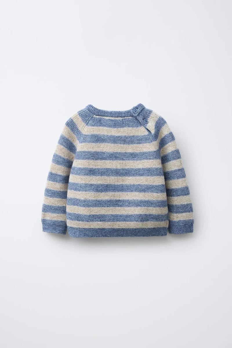 STRIPED WOOL AND CASHMERE SWEATER