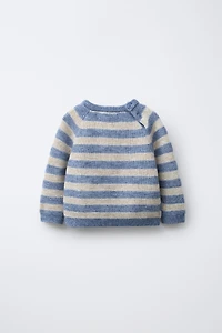STRIPED WOOL AND CASHMERE SWEATER