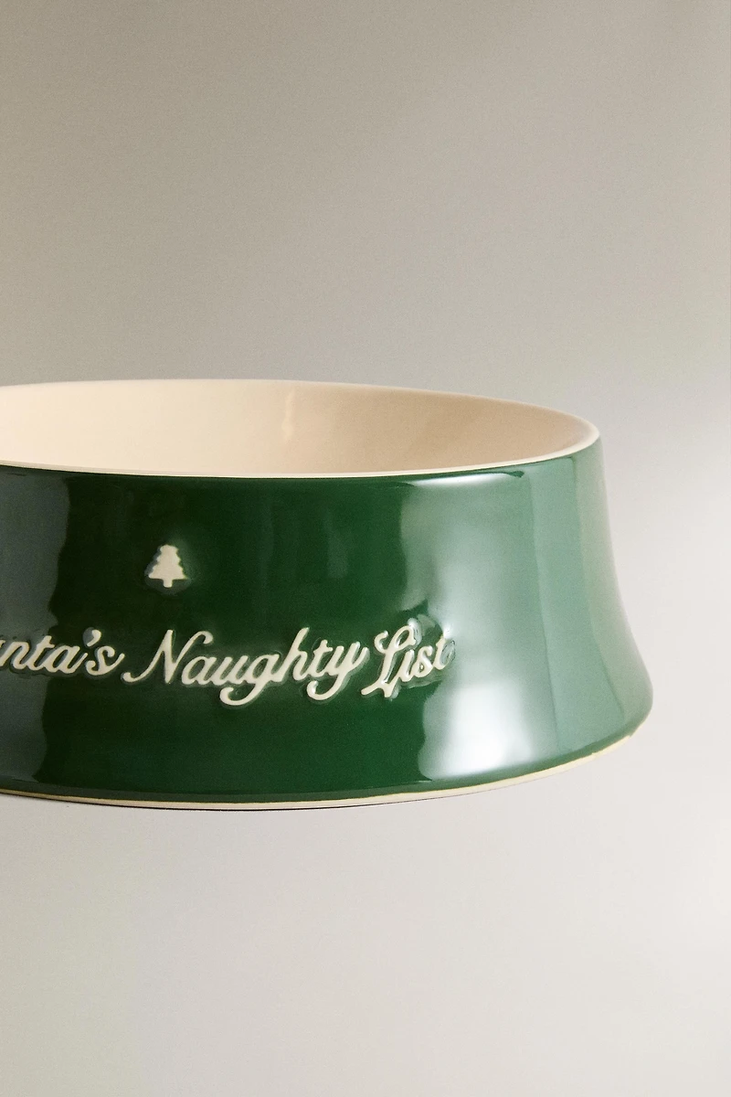 CHRISTMAS STONEWARE PET FOOD BOWL