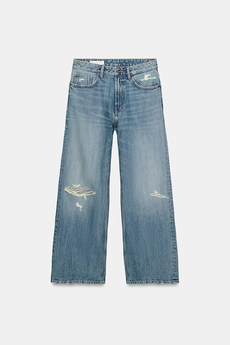 TRF BOYFRIEND RIPPED MID-RISE JEANS