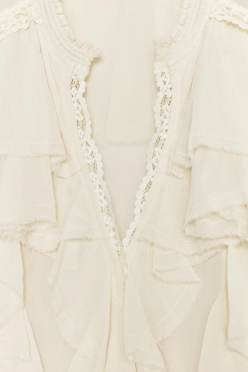 BLOUSE VOLANTS DENTELLE ZW COLLECTION