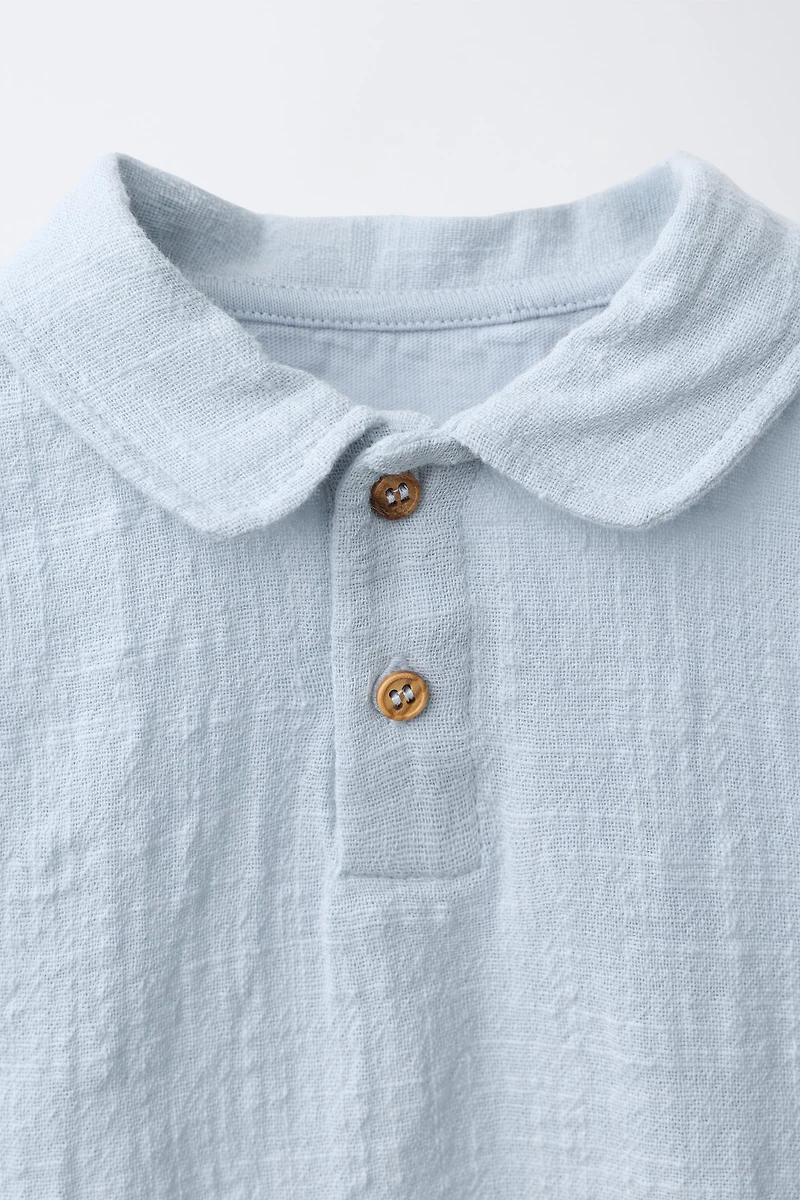 T-SHIRT TEXTURÉ COL POLO