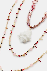 PACK OF 3 STONE SHELL NECKLACES