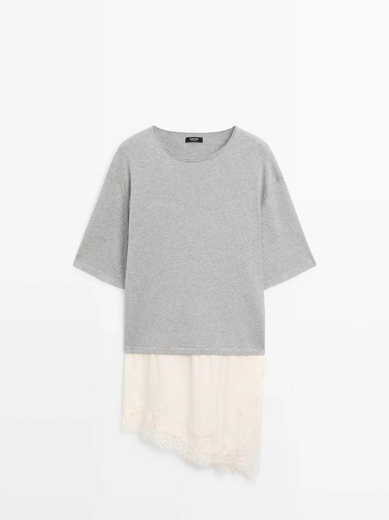 Pull combiné à dentelle