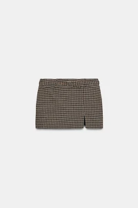 JUPE-CULOTTE PIED-DE-POULE AVEC CEINTURE
