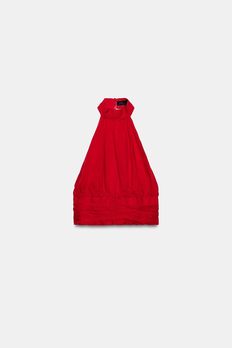 LINEN BACK TIE HALTER TOP