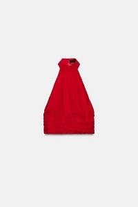 LINEN BACK TIE HALTER TOP