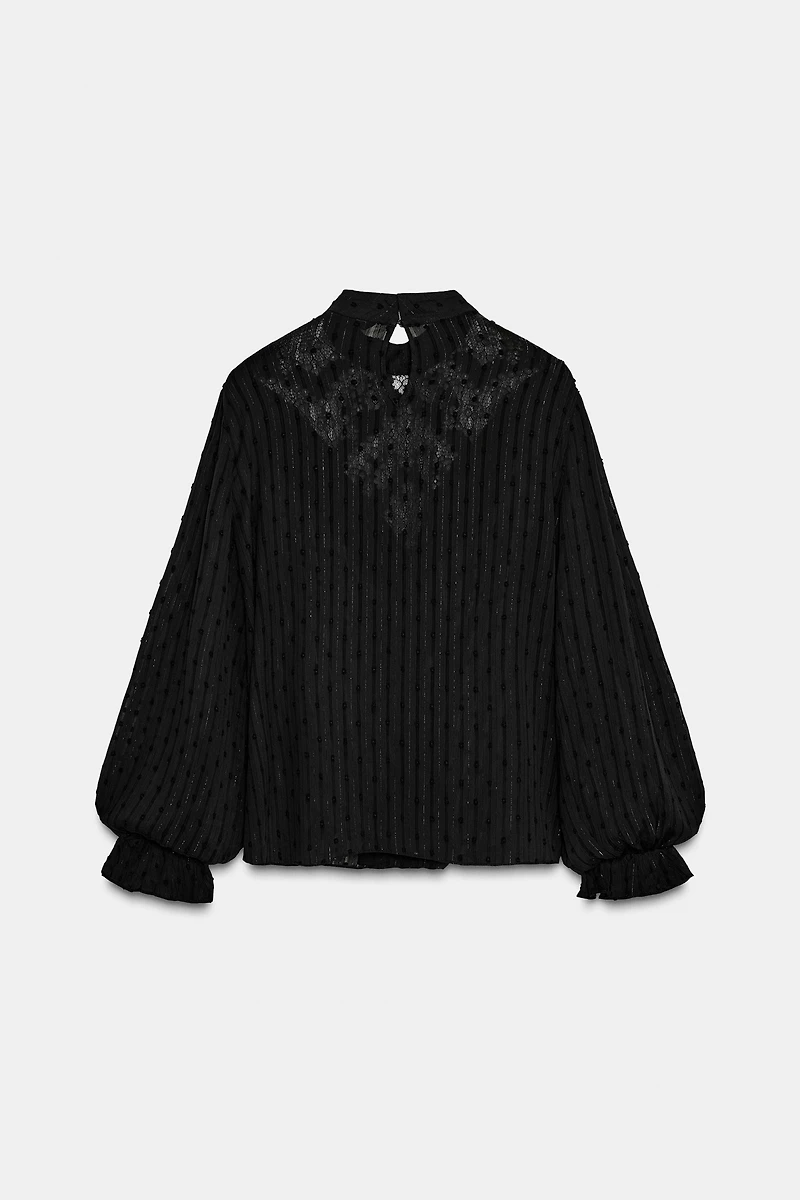 DOTTED MESH LACE SHIRT