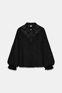 DOTTED MESH LACE SHIRT