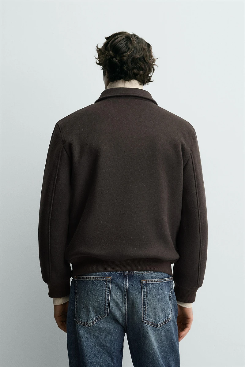 WOOL BLEND JACKET WITH COMBINATION COLLAR