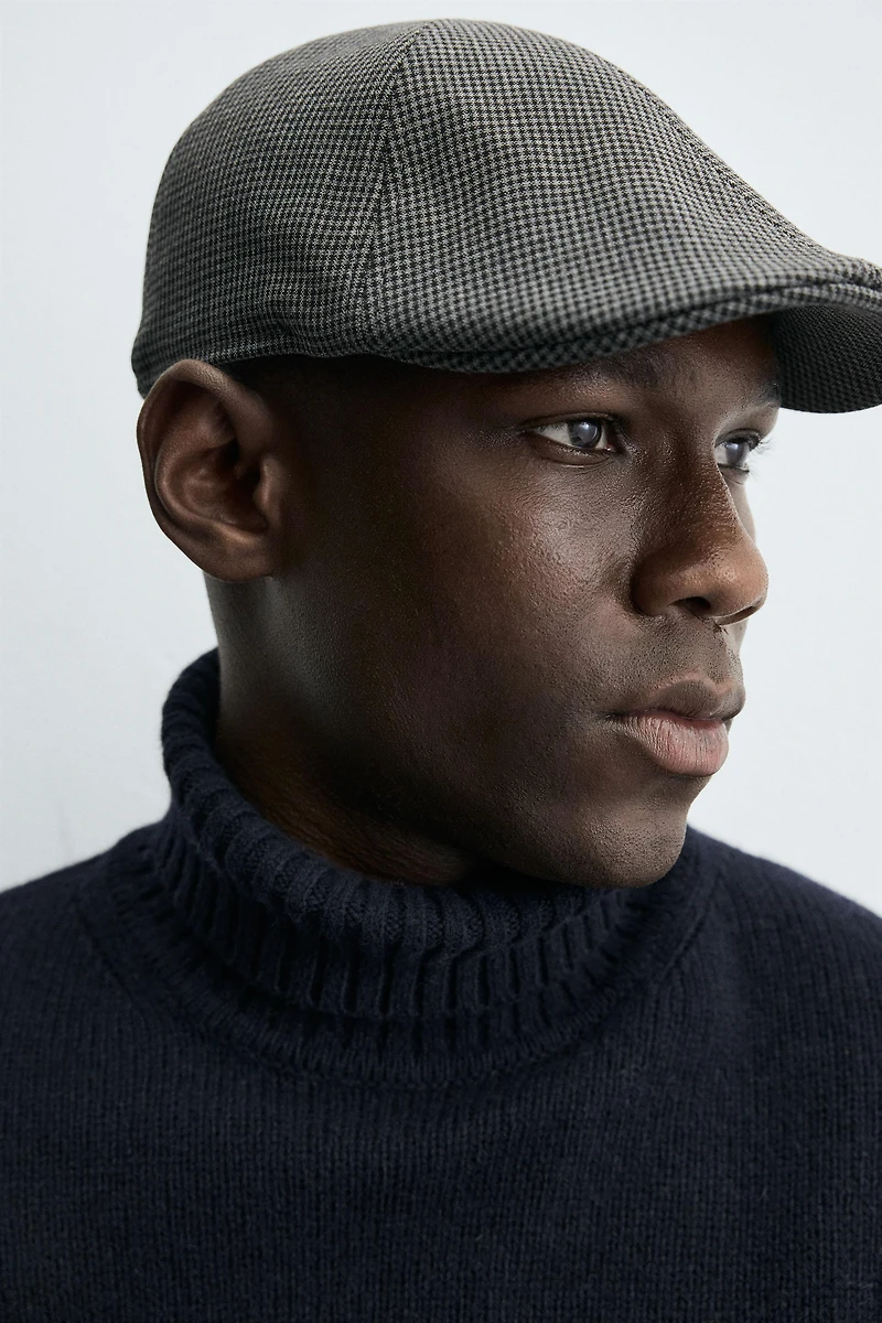 BÉRET EN FLANELLE PIED-DE-POULE