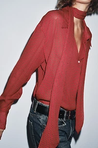PRINTED BLOUSE WITH TIES ZW COLLECTION