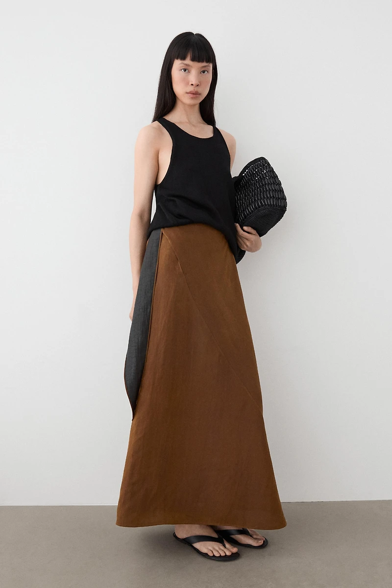 Midi skirt with pareo tie detail