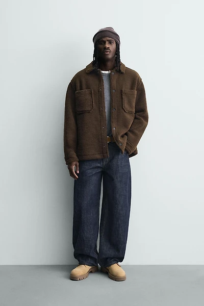 FAUX SHEARLING OVERSHIRT WITH POCKETS