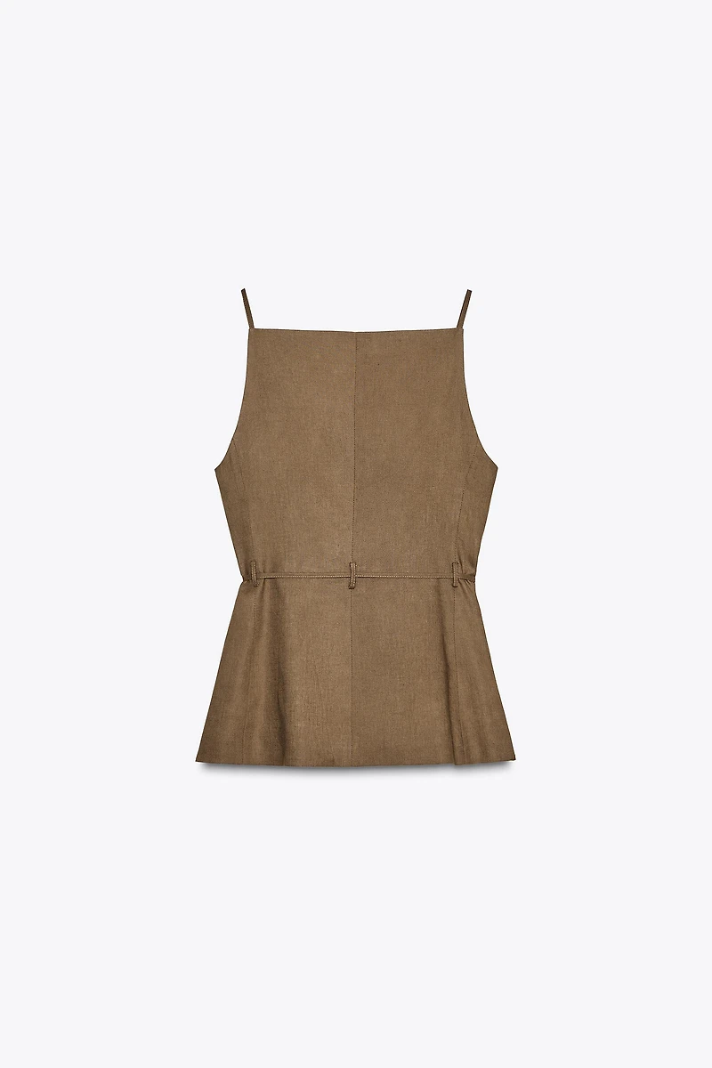 LINEN BEADED BELT VEST