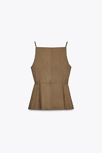 LINEN BEADED BELT VEST
