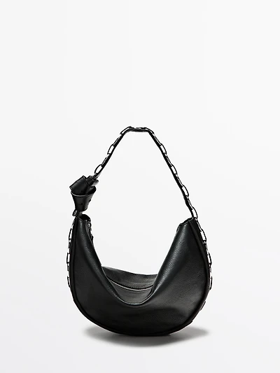 Nappa leather bag with eyelets