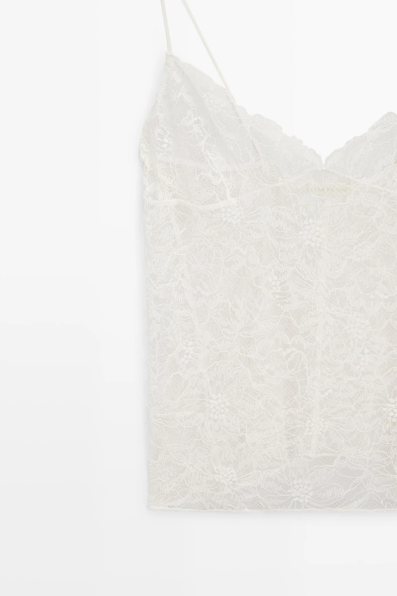 Top à bretelles en dentelle florale