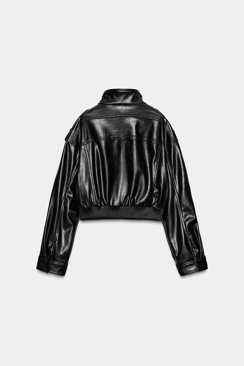 FAUX LEATHER JACKET WITH TABS