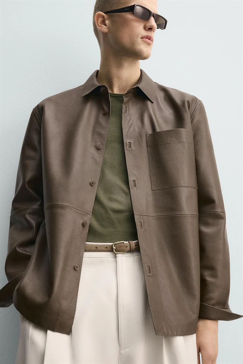 CHEMISE EN CUIR À POCHE