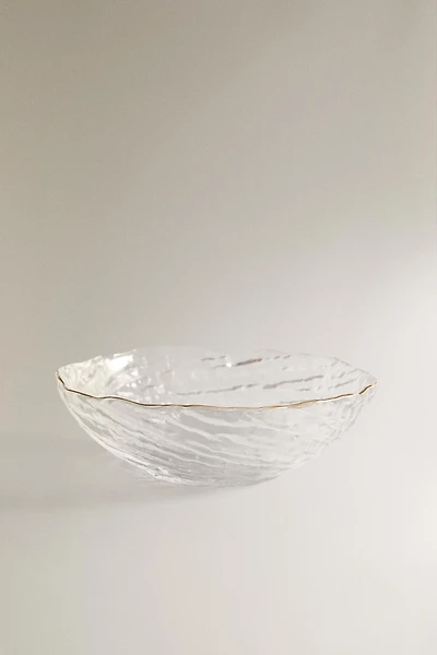 GLASS BOWL WITH GOLD RIM