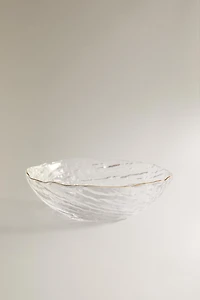 GLASS BOWL WITH GOLD RIM