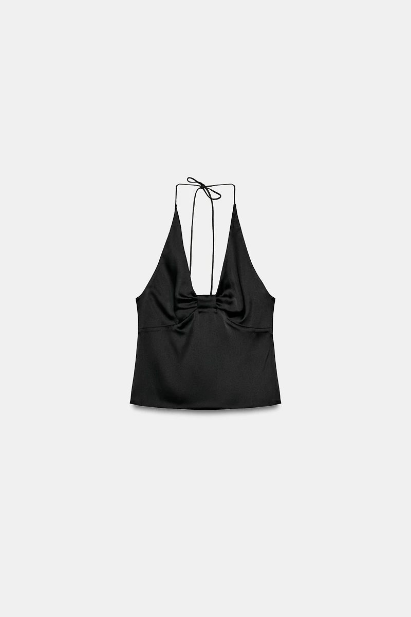 SATIN EFFECT HALTER TOP