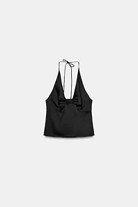 SATIN EFFECT HALTER TOP