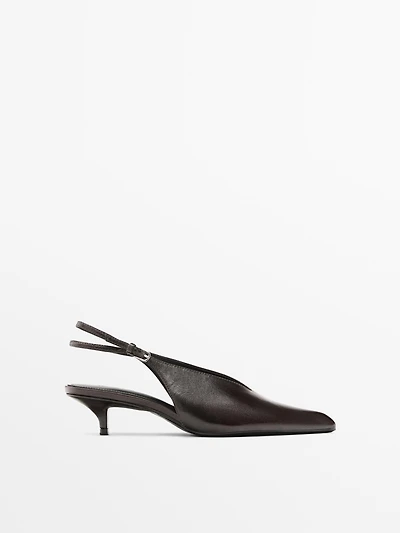 Leather high-heel mules
