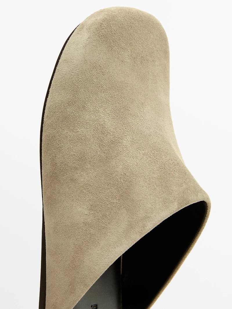 Split suede clogs
