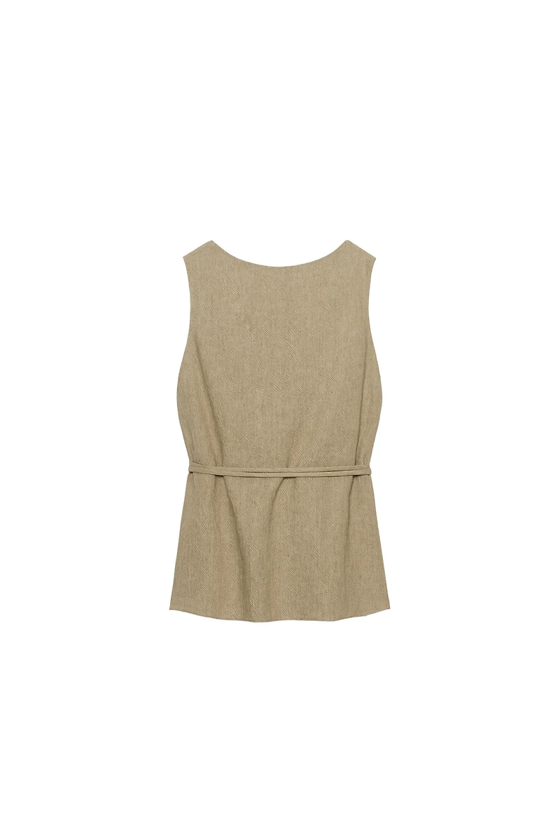 BELTED LINEN TOP ZW COLLECTION