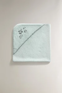 HOODED TROPICAL SEA BABY TOWEL