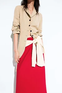 100% linen elasticated midi skirt