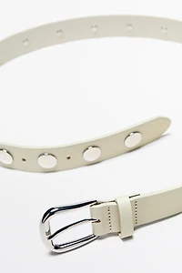 Nappa leather studded belt with buckle