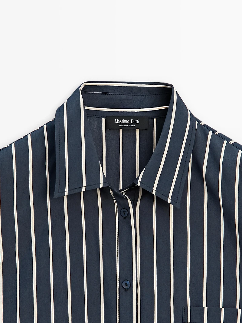 Striped flowing shirt with pocket detail