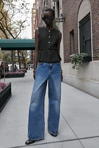 METALLIC THREAD BELTED TEXTURED VEST