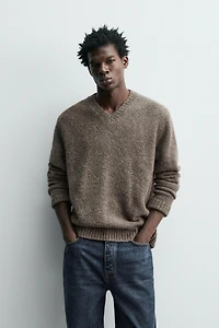 TEXTURED SWEATER WITH YAK FIBER