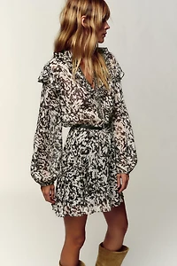 BELTED PRINTED MINI DRESS