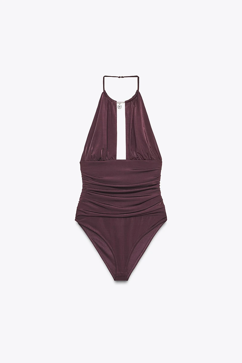 JEWEL NECK DRAPED BODYSUIT