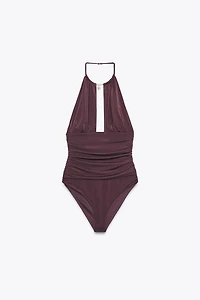 JEWEL NECK DRAPED BODYSUIT